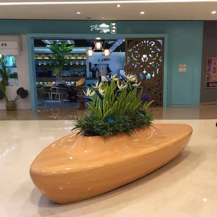 Seating Outdoor Bench Decorative Design Fiberglass Airport Shopping  Mall Bench Pot