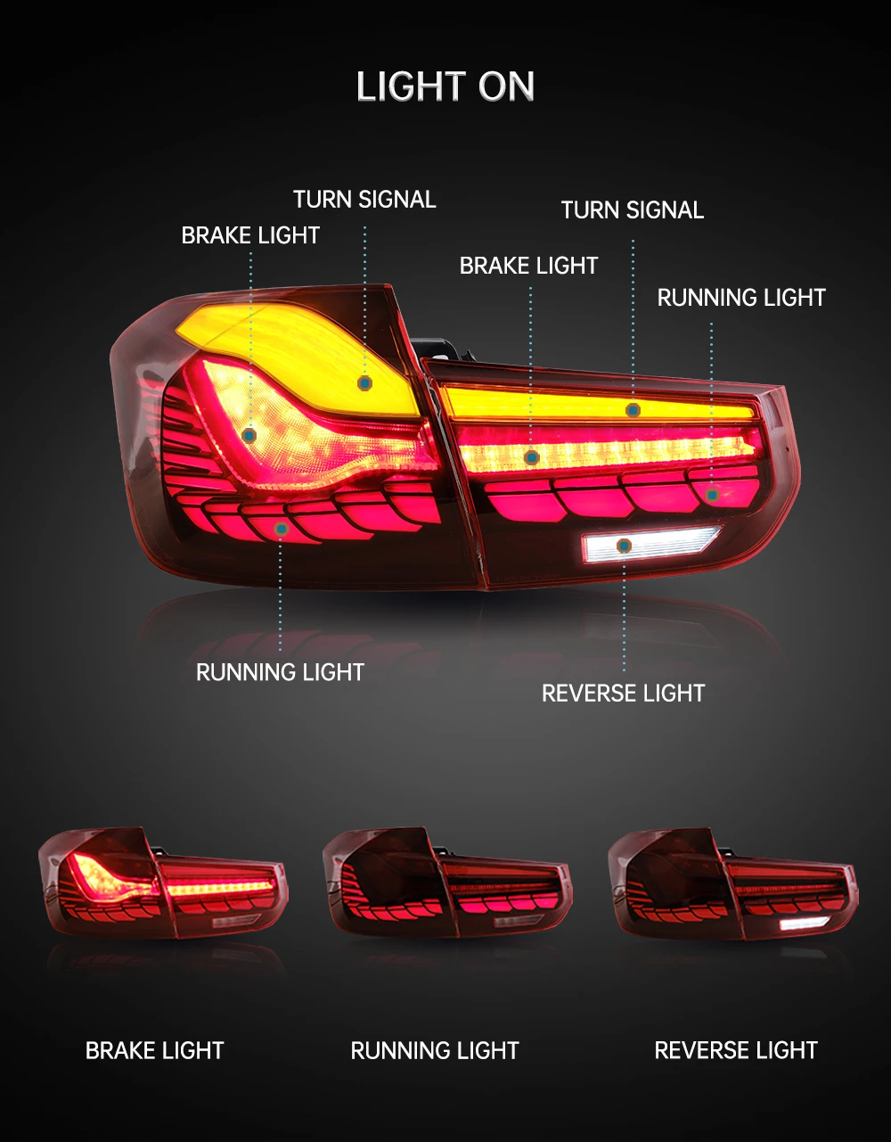 VLAND LED Taillight Rear Lamp Assembly 2012 2013 2014 2015 With Sequential Turn Signal With GTS Style For BMW F80 F35 F30