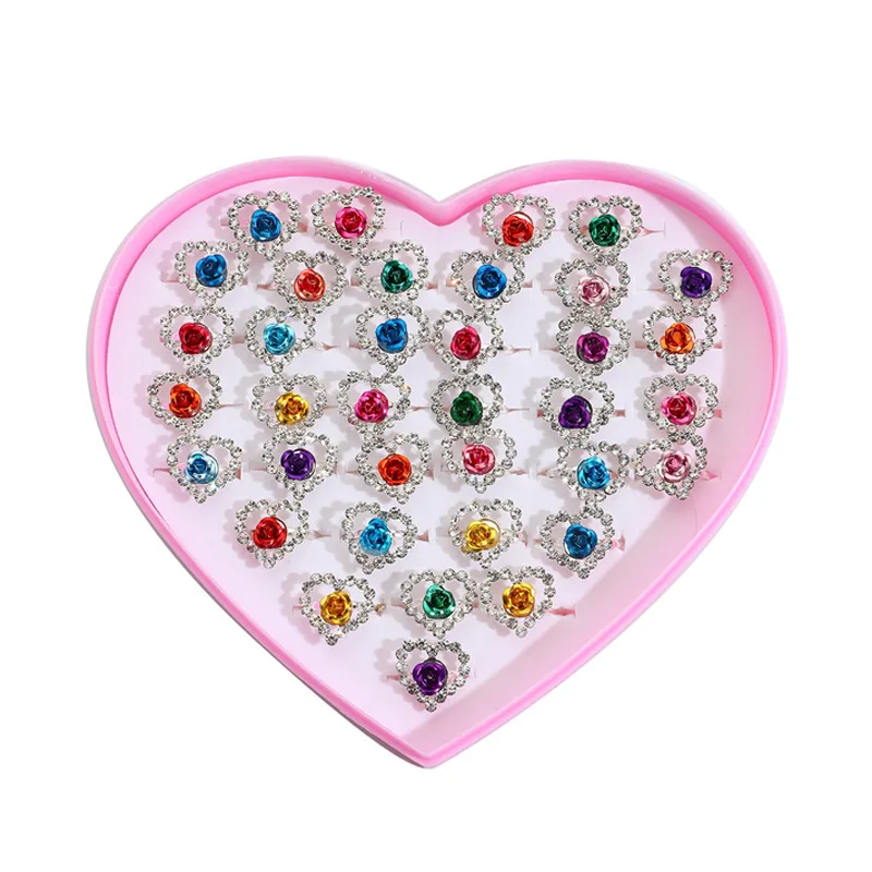 Light Luxury Girls Ring Gift Set Bling Bling Rhinestones