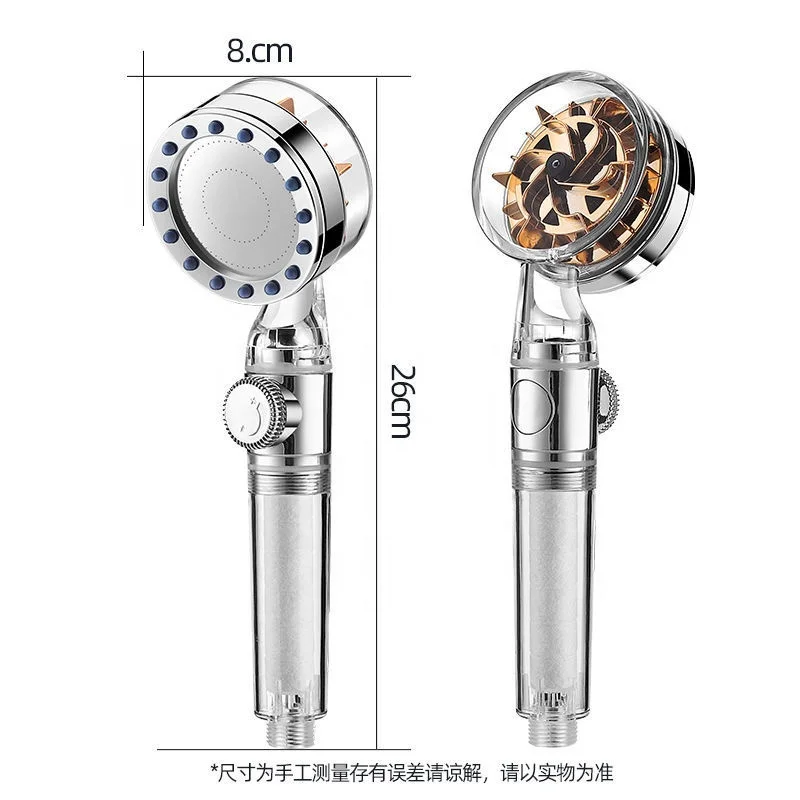 Popular Spiral vortex Helix High Turbo Power Charge Water Pressure Propeller Handheld Shower Head Turbo Fan Heads with Propeller