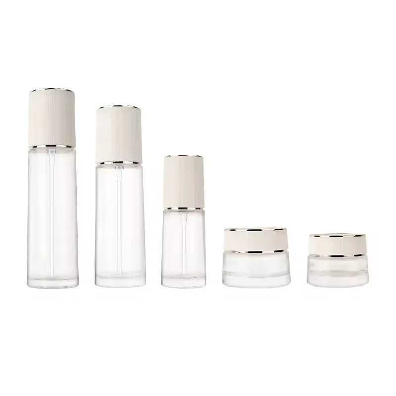 Supplier Empty Glass Packaging Cream Container Jar Skincare bottles Set Cosmetic with pump sprayer 30g50g40ml100ml120ml