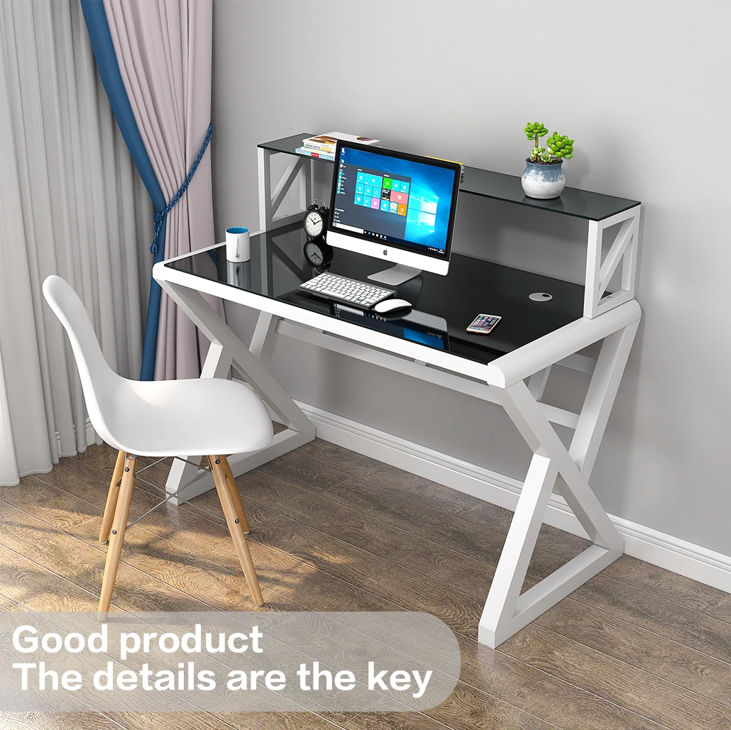 21现代简约钢化玻璃桌面书写escritorio Pc笔记本电脑学习桌电脑桌带书架 Buy 便宜又实用电脑桌 21现代简约钢化玻璃桌面写作escritorio Pc笔记本电脑学习桌电脑桌书架 家庭办公桌