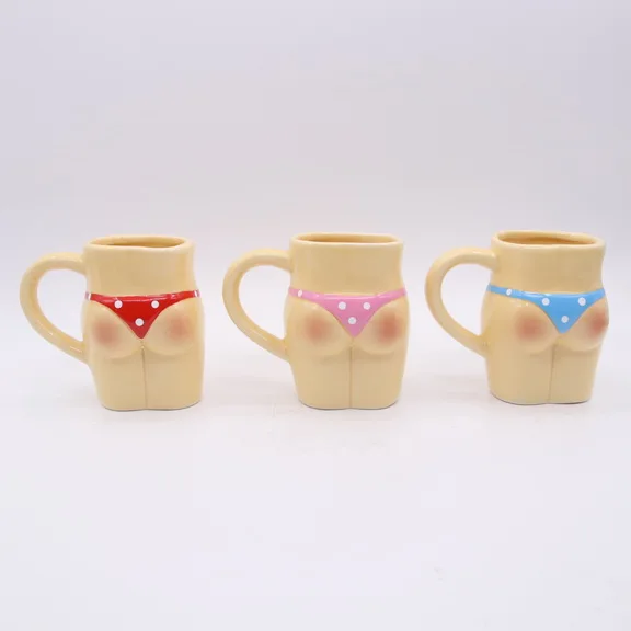 卸売面白いセクシーなペニス型セラミックマグカップ乳房型マグカップ