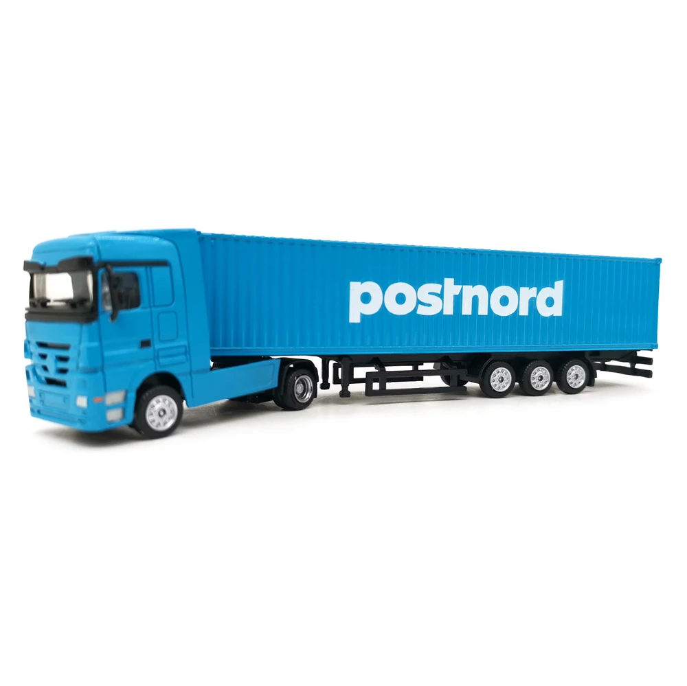 【A】19cm POSTNORD logistics mini container truck model 1:87 logistics container truck model gifts O.A.S ship model