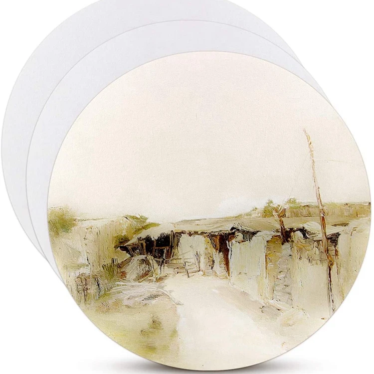 Custom Size Round Stretched Canvas Board with MDF Frame Waterproof and 1.5cm Thickness for Oil Acrylic Paints