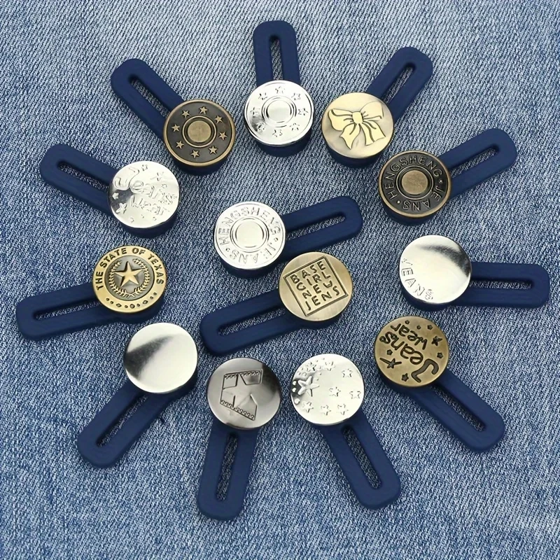 Free Sewing Buttons Adjustable Disassembly Retractable Jeans Waist Button Metal Extended Buckles Pant Waistband Expander