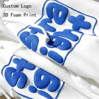 wholesale custom 3d puff print hoodi oversized men's Pullover hoodies sweatshirts foam printing logo unisex Heavyweight hoodies