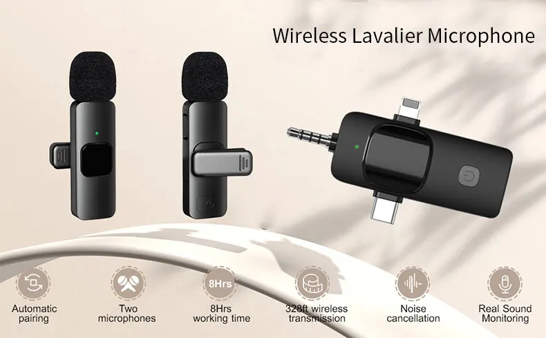 3 in 1 Wireless Lavalier Microphone Lapel Mic for Broadcast Interview ...