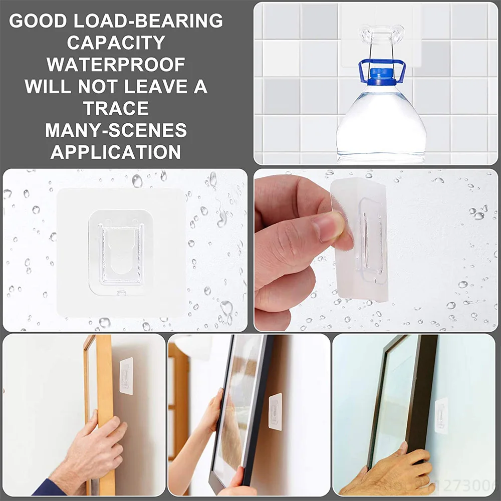 Clear Double-Sided Adhesive Wall Hooks Heavy