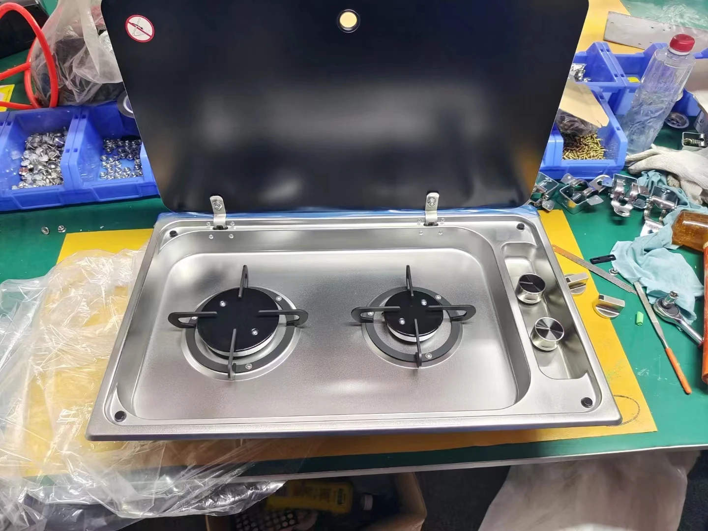 RVキャンピングカー用黒色304ステンレス製キッチンシンク一体型