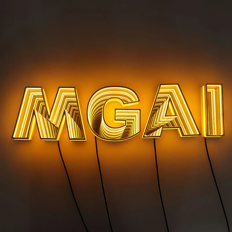 LED 3D Infinity Mirror Sign,Personalized Business Infinity Mirror Neon Sign,Custom LED Track Channel Letters