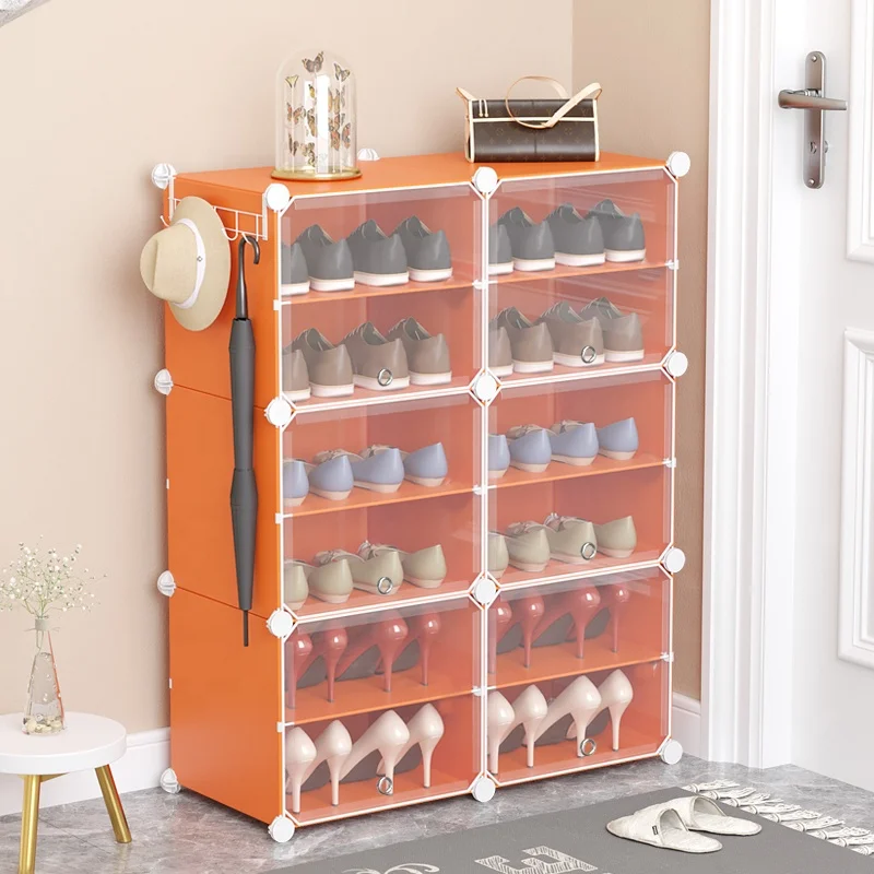 Simple Design Steel Frame Plastic Foldable Shoe Stand Rack for Household