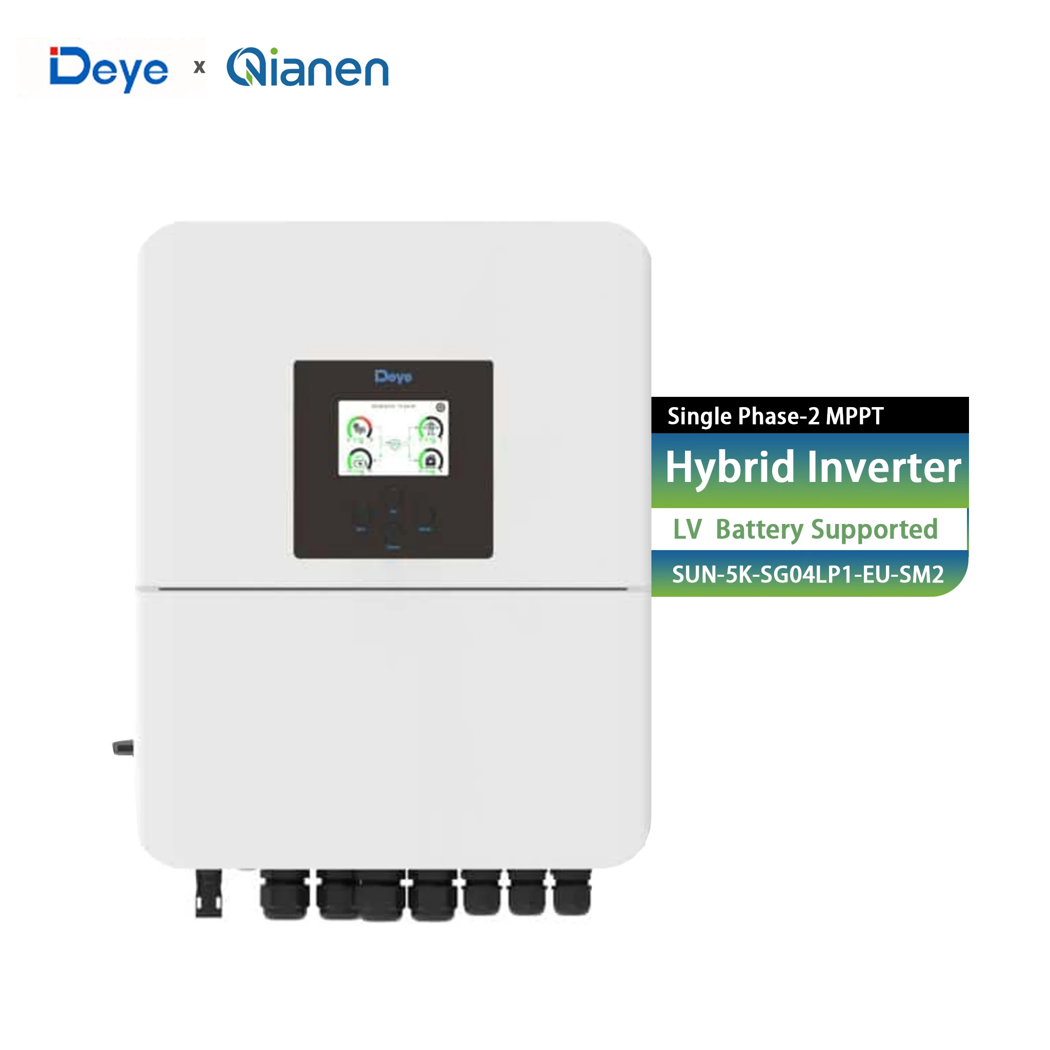 For 5kW DC/AC Hybrid Inverter 97.6% Efficiency Single Phase SUN-5K-SG04LP1-EU-SM2 Solar Inverter for Home Energy Storage