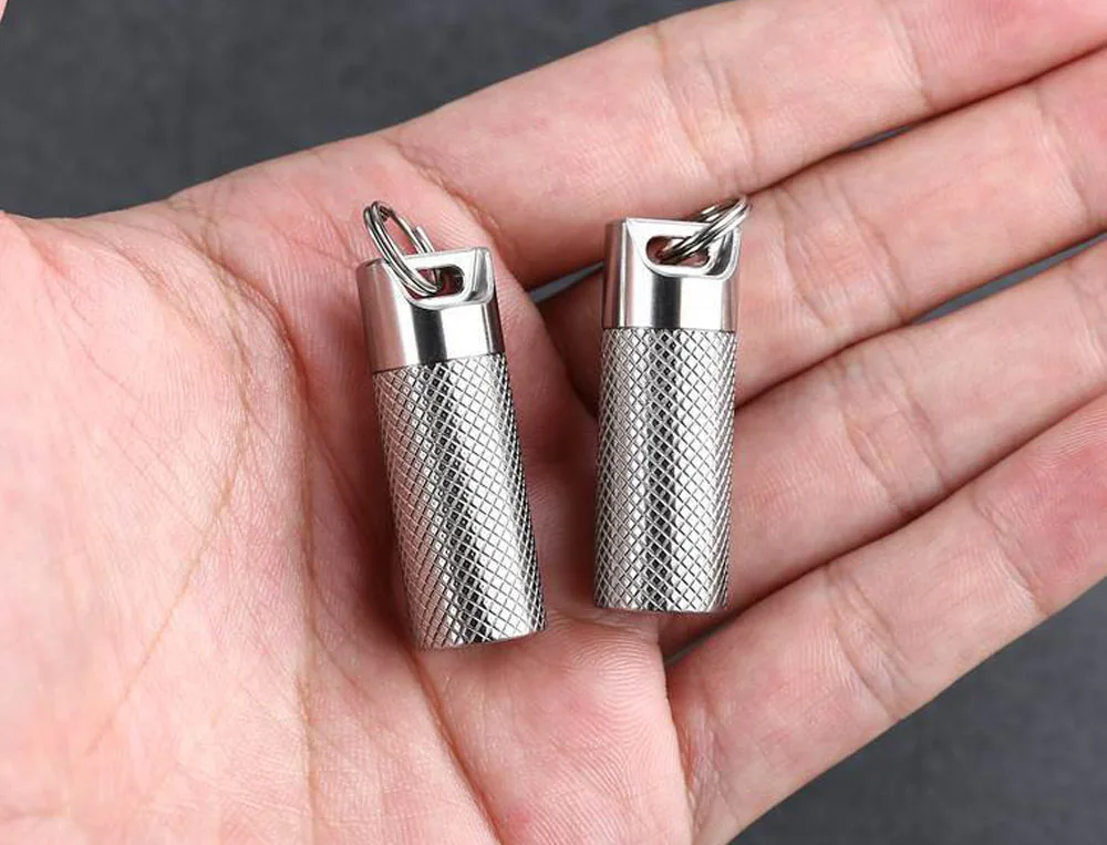 Waterproof Titanium Keychain Pill Holder for Outdoor Travel