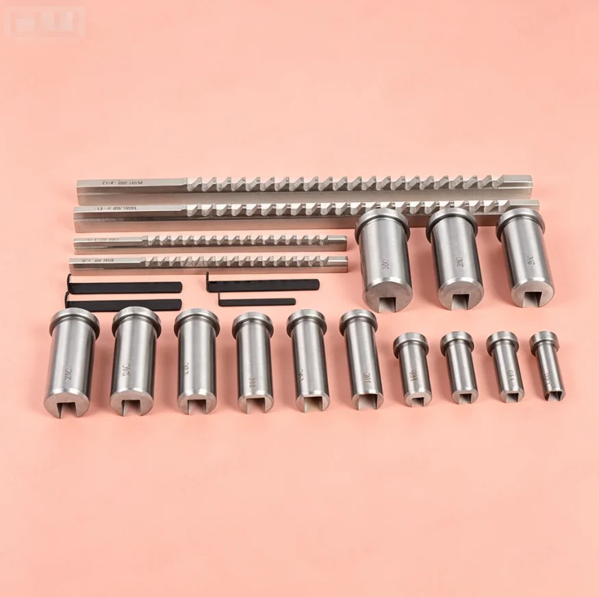 22PCS Keyway Broaching Tool Set with Bushing & Shim Durable Industrial Cutting Tools