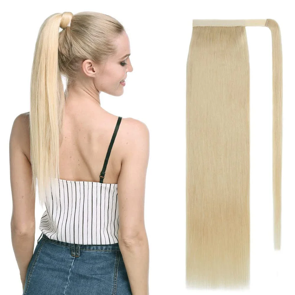 Straight #613 Wrap Around Ponytail Extensions, Clip in Human Hair Ponytail Extension for Women_voghion.com