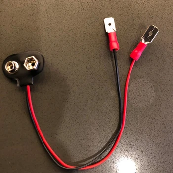 9V black Snap holder with 150mm red/black wire for LED light