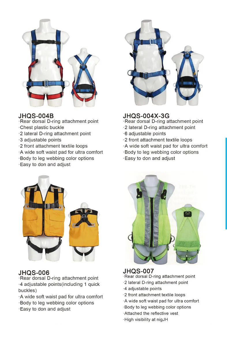 CE Support for Electrician Lineman Rescue Work 5 Point Full Body Safety Harness Belt Aluminum Buckle and Back Pad