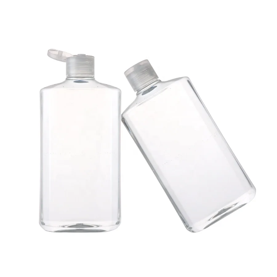 In Stock Flip Cap 500ml PET Empty clear square Octagonal Squeeze Plastic Bottle