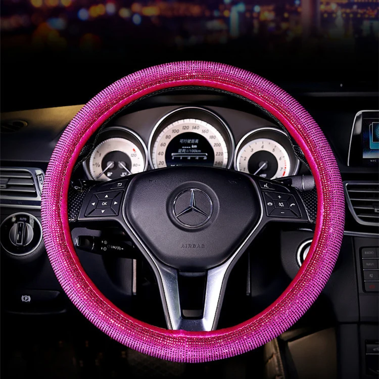 Hot Sale Handcraft Crystal Rhinestones Universal Fit 38 Cm/15 Inch Car Steering  Wheel Cover For Women&girls - Buy Bling Diamond Diamante Anti-slip Wheel  Protector,Car Interior Accessories,38cm M Size Car Steering Wheel Cover