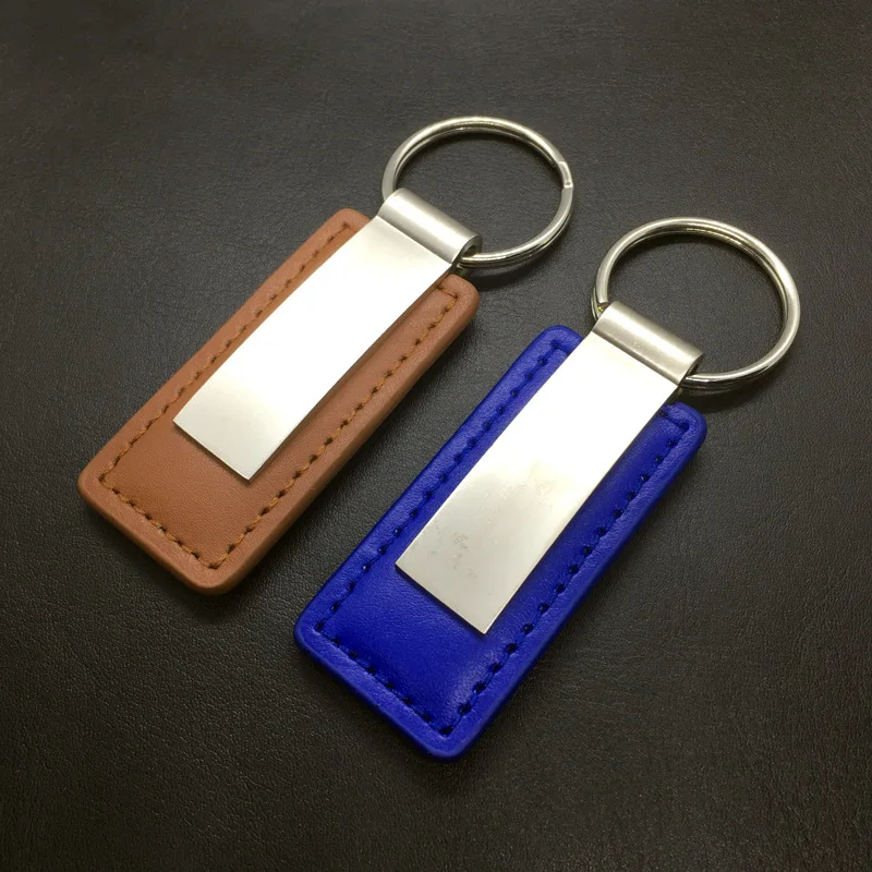 MY127 Personalized Metal Custom Logo Blank Luxury Pu Leather Car Keychain Car Leather Key Chain