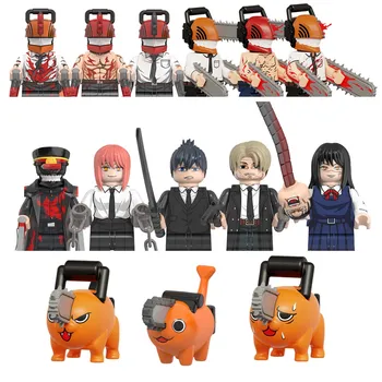 Chainsaw Man Japanese Cartoon Mini Figures Denji Pochita Makima Manga Characters Building Blocks Plastic Assembled Toy