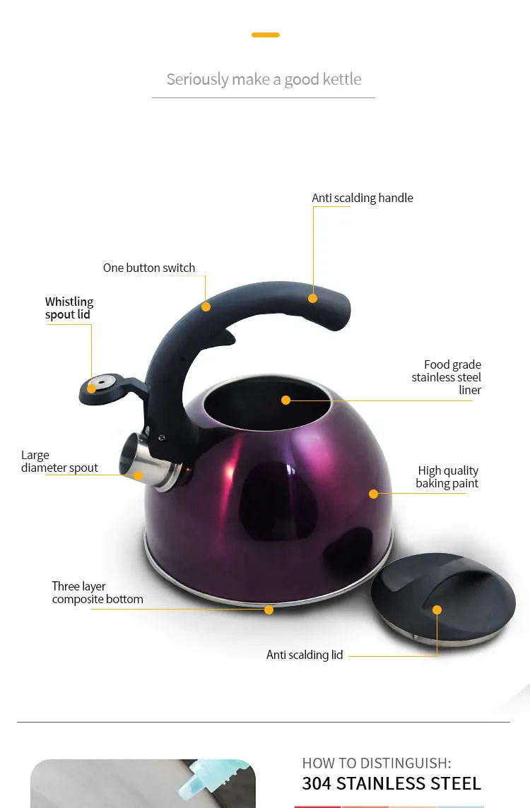 Kettle Stove Top Whistling Kettle Large Diameter Anti-Scalding