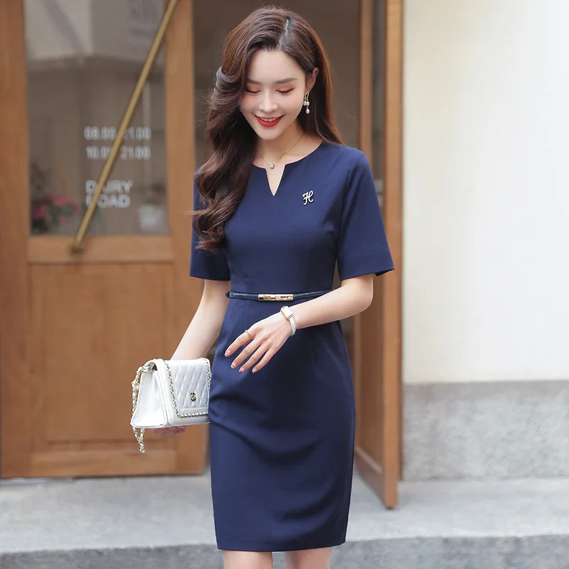 uniform dress for ladies Wholesale Hotel Work Outfit Office Wear Women colour: red-tie-dye-print-one-shoulder-knot-skirt-mesh-midi-dress