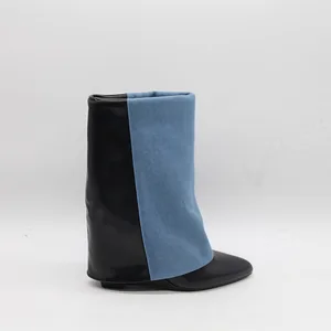 BUSY GIRL HQ1106 Wedge Heel Ankle Boots for Women Custom Patchwork Women's Ankle Boots Wholesale Winter Ankle Boots Women Shoes