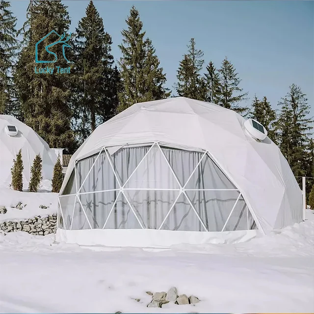 Canada Metal Frame Proof Snow Heated Glamping Winter Dome Tent With Stove Jack And Keep Warm Insulation