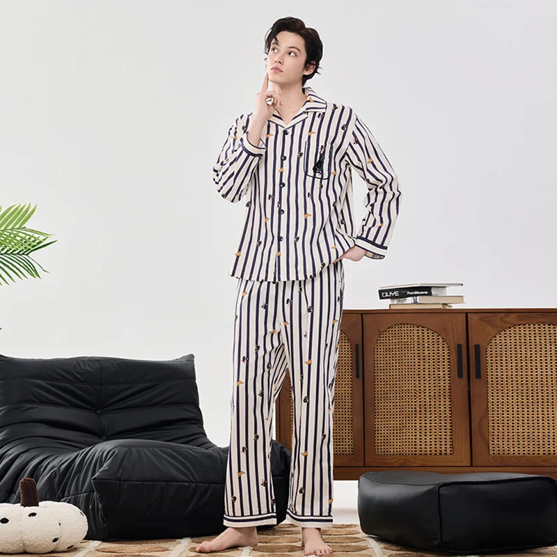 Unisex Women Men's Elegant Summer Long Cotton Loungewear Pajama Set Adult Comfy Breathable Lounge Wear Couple Sleepwear Set