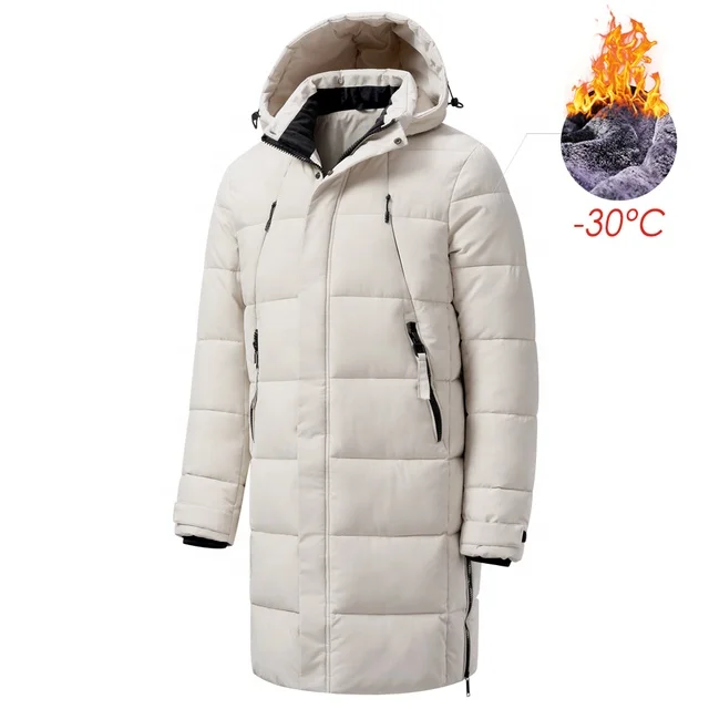 Custom Over Sized Solid Color Winter Warm Bubble Thick Down Puffer Jacket With Hooded Long Sleeve Coat for Men