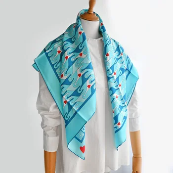 Silk scarf custom printing square 90x90 women warp hijab fashion 100 % silk twill scarves for ladies gift