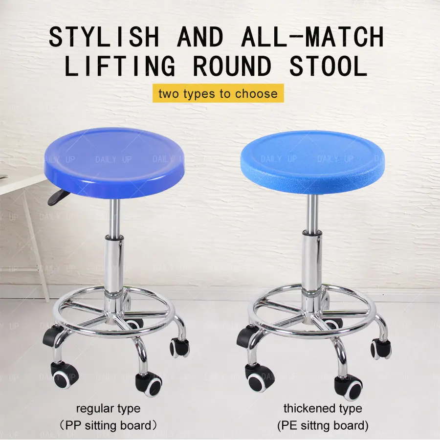 Swivel Adjustable Lab Stool With Footrest Frosted Thickened Seat Hospital Stool With Wheels For School Laboratory Workshop