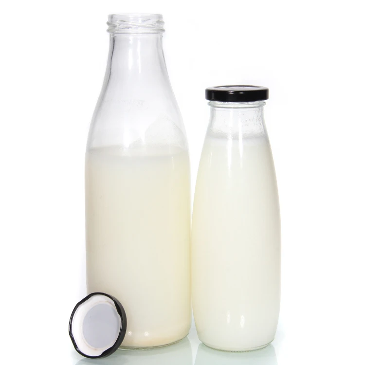 Stocked Cheaper Price Round Clear Milk Bottle Glass for Juice Beverage Packaging