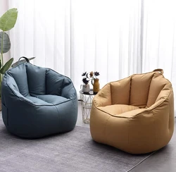 PU leather waterproof high quality lazy filled comfortable lounge bean bag living room sofa