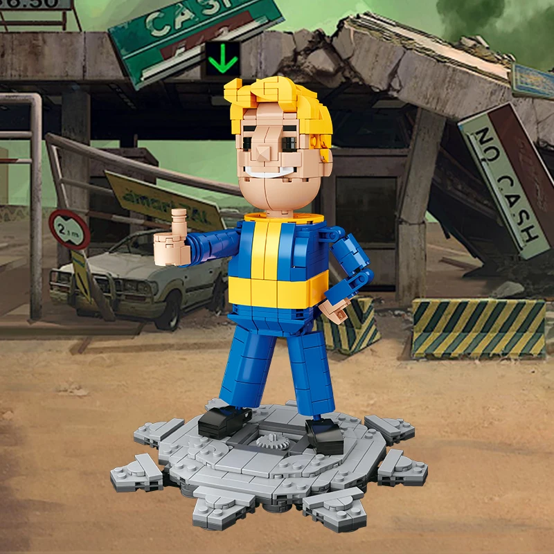 CAYI Vault Boy Fallout Boy Building Block Set Moc Square Head Figure Assembled Building Block Set DIY Nano Brick Educational Toy