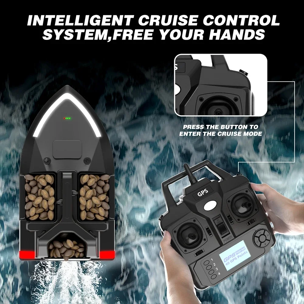 Flytec V020 Bait Boat GPS Fishing Bait Boat 500M With 3 Bait Tanks Fish Finder 2KG Loading Automatic Cruise/Return Fishing Boat