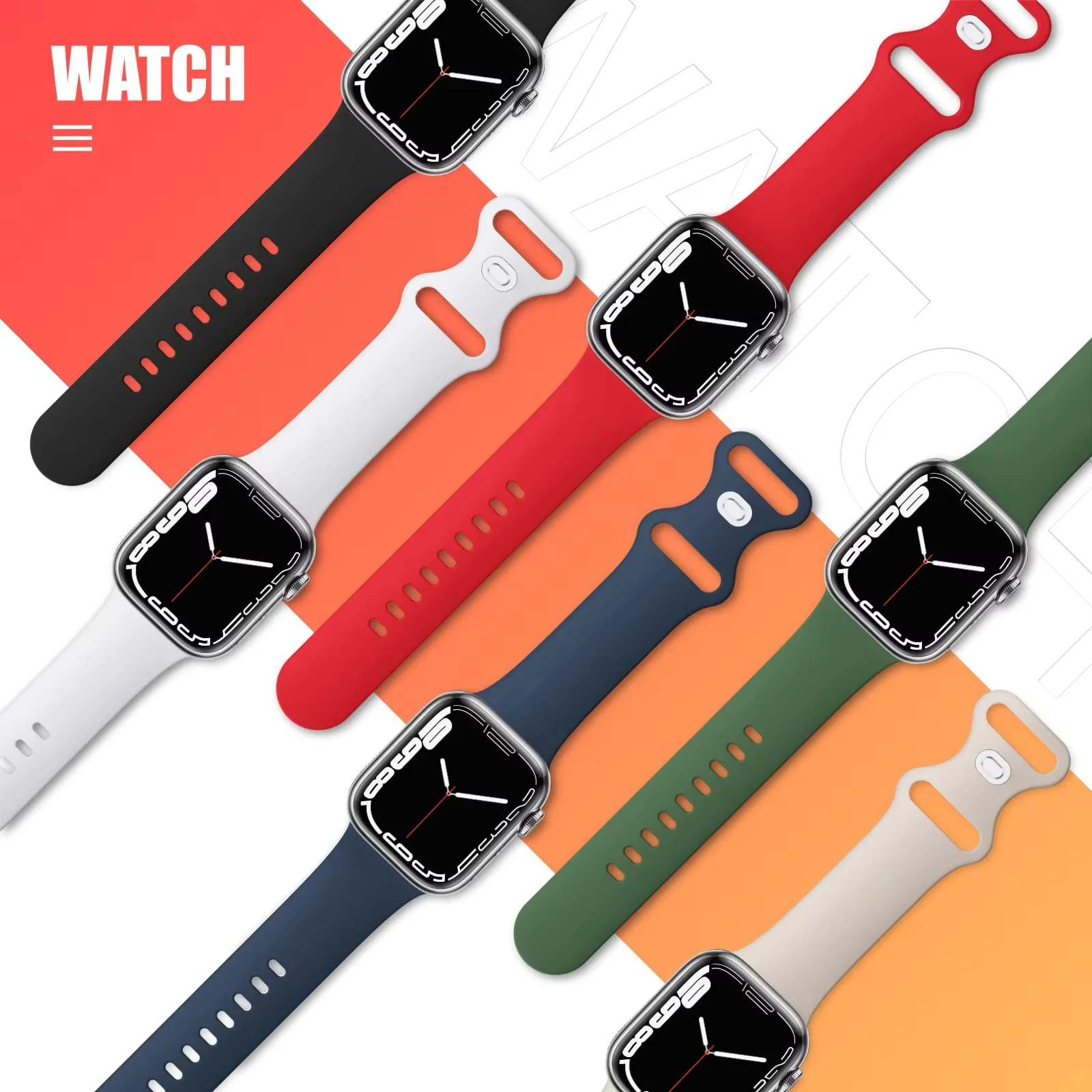 product luxury soft silicone sport smart watch bands solid color casual band for iwatch 38mm 40mm 41mm 42mm 44mm 45mm 49mm compatibility-9