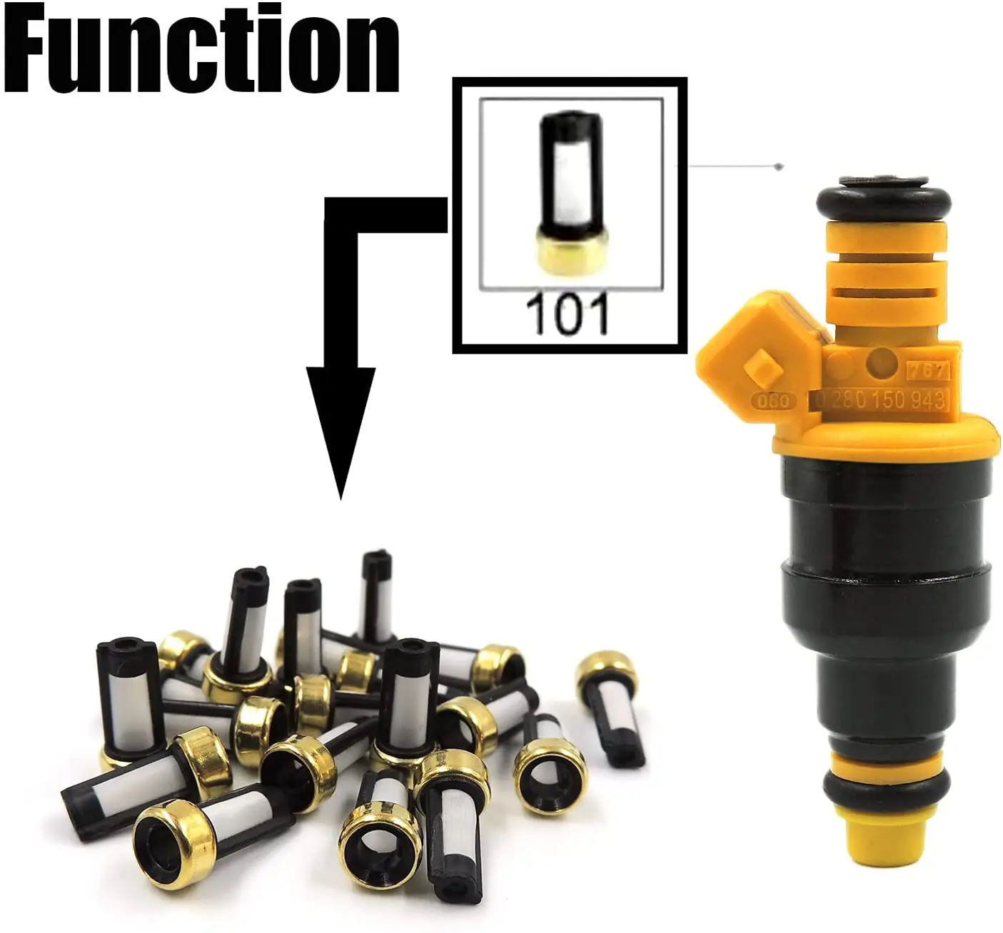 100-Pack Universal Fuel Injector Micro Basket Filters - ASNU03C Style, Injector Repair Kit