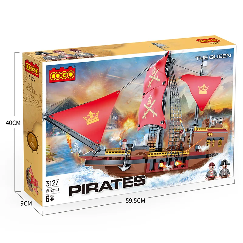 COGO-bloques de construcción de Barco Pirata, juego de bloques de