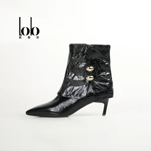 Women's Slim High-heeled Winter Ankle Boots with a Comfortable and Fashionable Zipper and Side Rivet Design