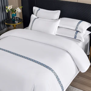 Wholesale Modern Luxury 4-Piece Bedding Set for 5 Star Hotels Skin-Friendly White Flat Bed Sheets Pillowcase Duvet Cover Woven