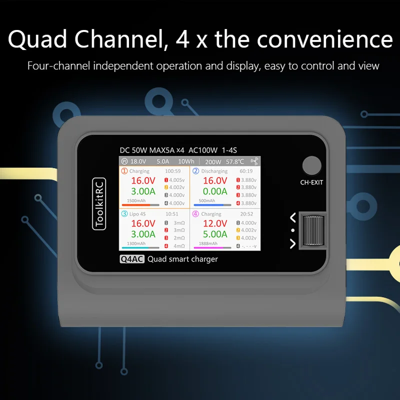 Wholesale ToolkitRC Q4AC 4x50w 4 Ports XT60 with XT30 Adapters AC