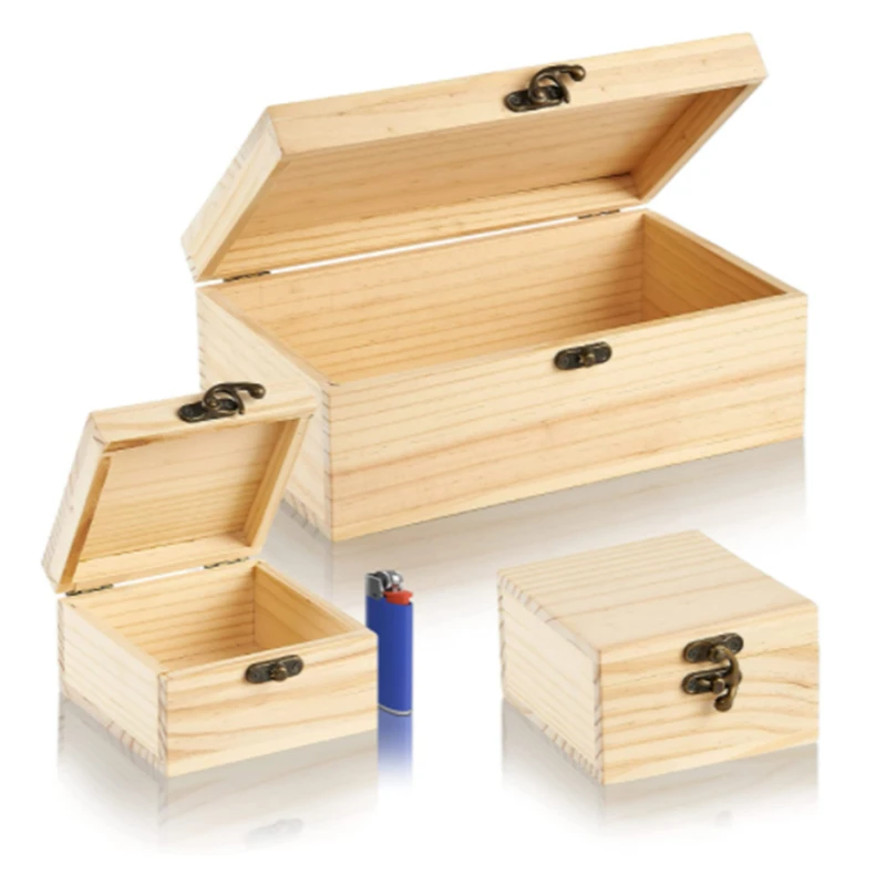 Caja de madera,Caja de regalo de Nochebuena Caja de almacenamiento de madera Caja de madera sin terminar Caja de madera grande personalizada Caja de regalo Caja de memoria de recuerdo Caja de Navidad 