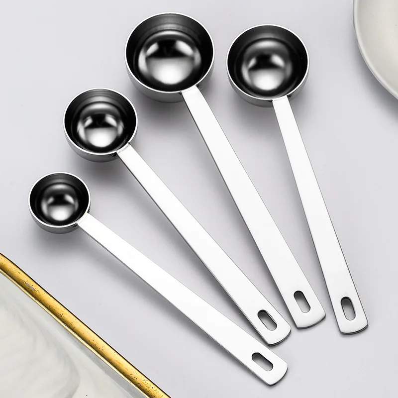 Food Grade 18/8 Stainless Steel Long Handle Measuring Spoon Eco Friendly Kitchen Measuring Tools Dishwasher Safe
