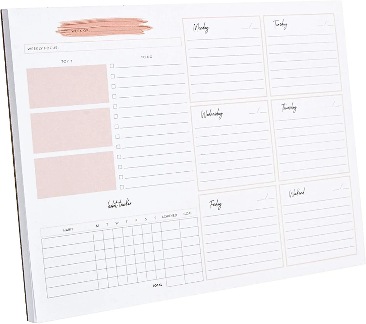 Еженедельный планировщик, подставка со списком дел, 53 листа, 10x8 дюймов, настольный планировщик и Еженедельный планировщик с привычным трекером, календарь на холодильник