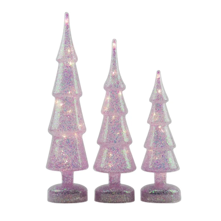 Good quality led lighted glass Christmas tree glass figurine for home decoration