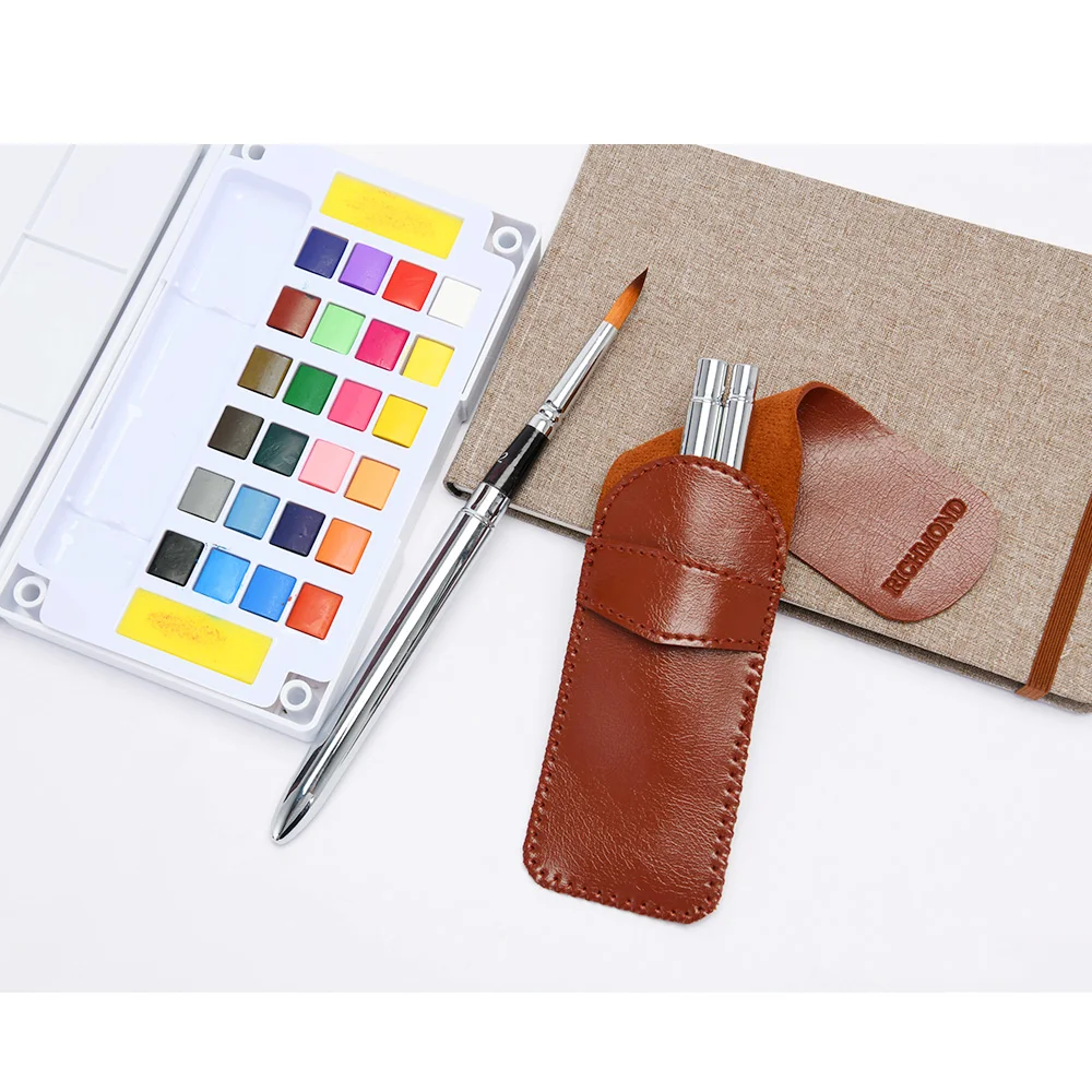 
100% Kolinsky соболиный ворс, Круглый наконечник, металлическая ручка, для путешествий, набор кистей для рисования акварелью 