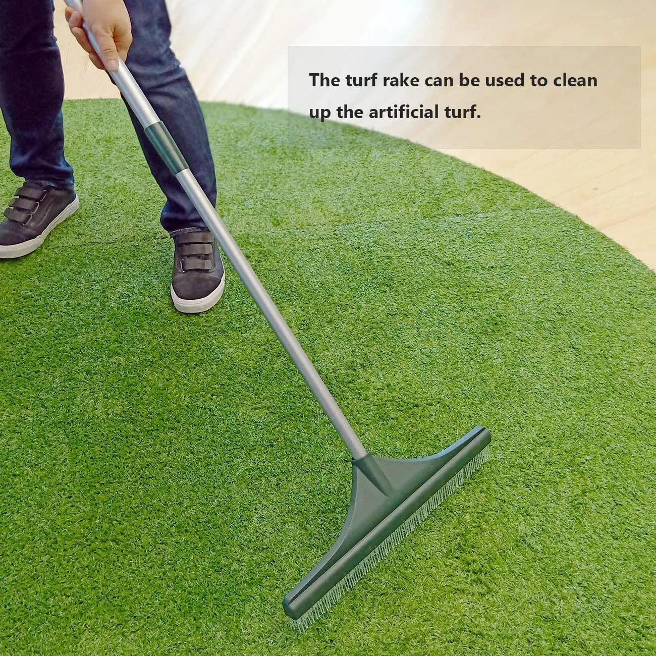 Collapsible Carpet Lightweight Artificial Grass Broom Hand Turf Rake Up,Garden Cleaning Turf